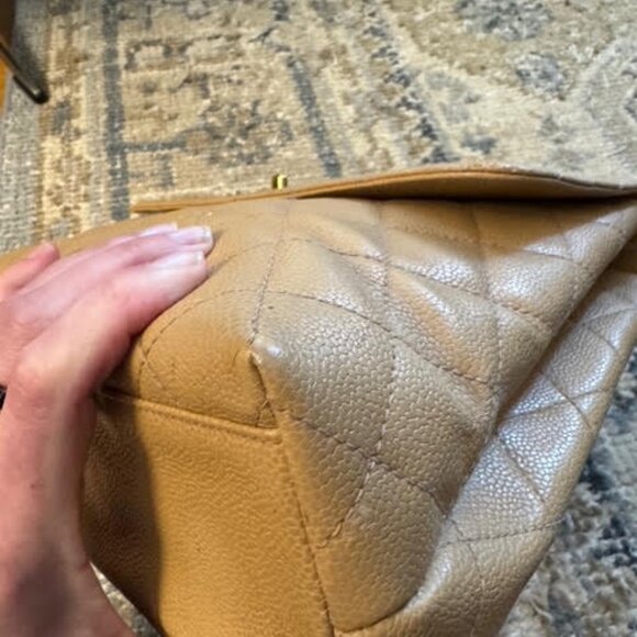 Vintage CHANEL Quilted Matelasse CC Logo Caviar Skin Handbag Purse - Picture 9 of 16